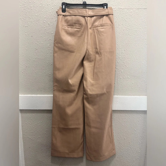 7 for all Mankind Tan Faux Leather Belted Wide Leg Pants NWT M - Picture 3 of 8
